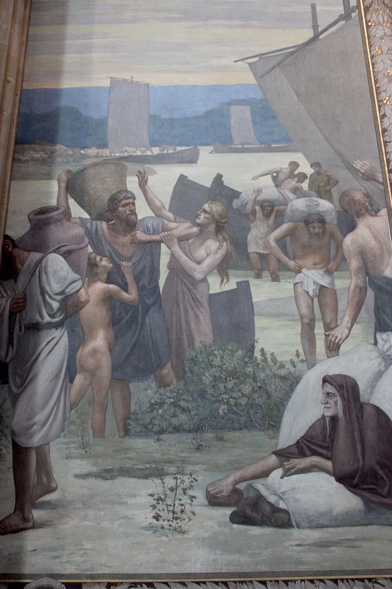 Santa Genoveffa porta i rifornimenti a Parigi - Pantheon, Parigi, dettaglio